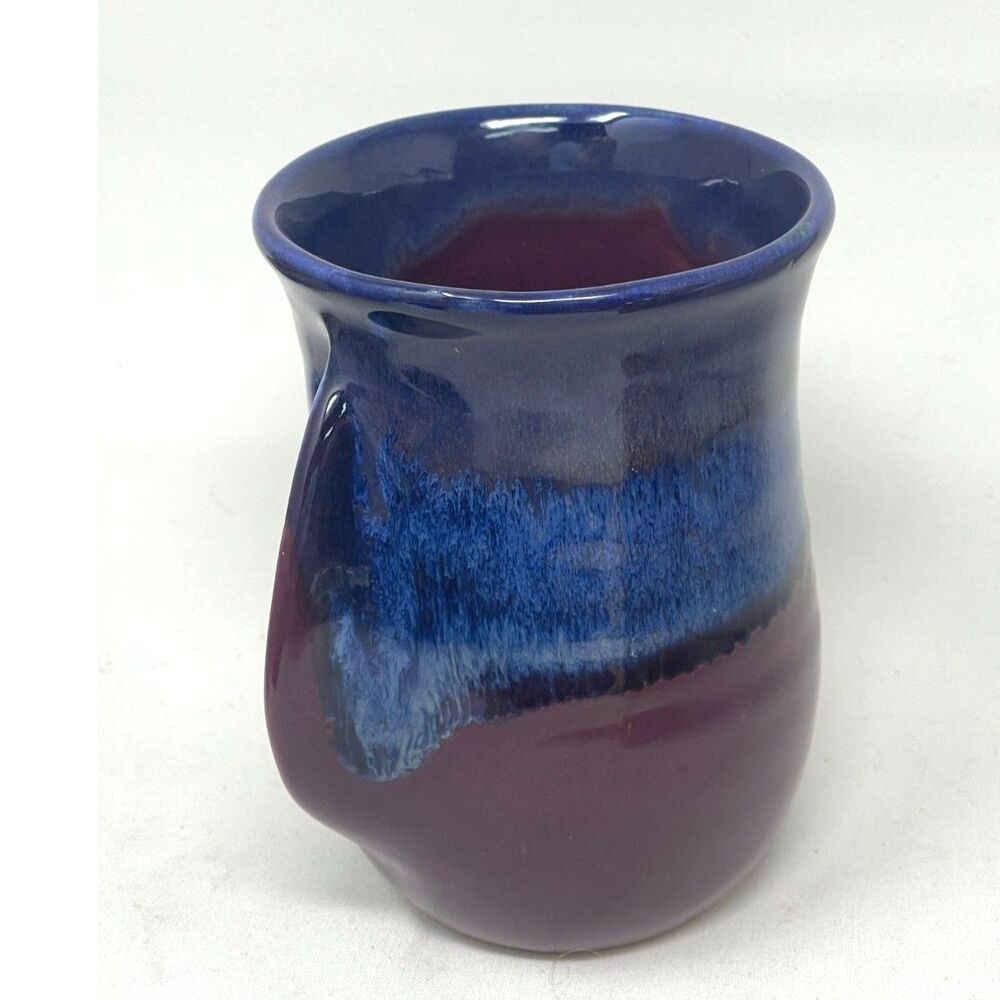 Neher Pottery Hand Warmer Coffee Cup Right Hand Handmade Signed Brown/Blue 2023. - Picture 2 of 8